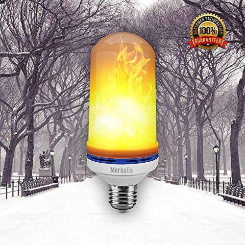 LED Flame Effect Bulb By Merkalia: Decorative UV Free E26/E27 Lightbulbs For Traditional Gas Lantern, Retrofit Oil &amp; Hurricane Lamp - Retro Energy Saving Light Bulb With Flickering Flaming Fire