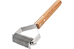 KMD Undercoat Rake for Dogs & Cats Stainless Steel Dematting Tool for Dogs Wooden Handle Deshedding Brush Slicker Brush for Large Dog Long Hair Width Dog Brush,Cat Brush Cat Grooming Brush (20-Blade)