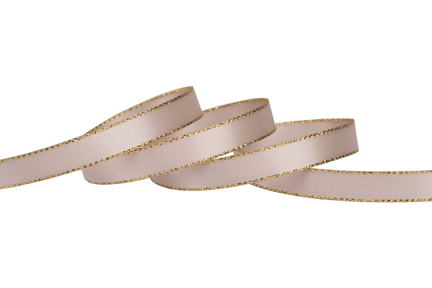 Ribbonitlux 9mm Width Double Face Satin Ribbon with Gold Edge 22 Meters (813-Vanilla), Set for Gift Wrapping, Party Decor, Wedding and Craft