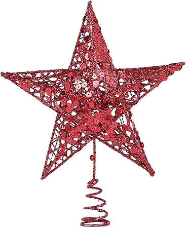 Stella Di Natale A 5 Punte.Parte Superiore Dell Albero Di Natale Natale Stella A Cinque Punte In Ferro Battuto Ornamento Albero Di Natale Top Star Paillettes A Cinque Punte Disposizione Stella Di Natale Fornisce Christmas Tree Amazon It Casa