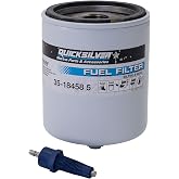 Quicksilver 18458Q4 10-Micron Fuel Filter Kit with Water Sensor for Mercury | Includes blue screw-in water sensor for 1996+ Mercury/Mariner V6 EFI