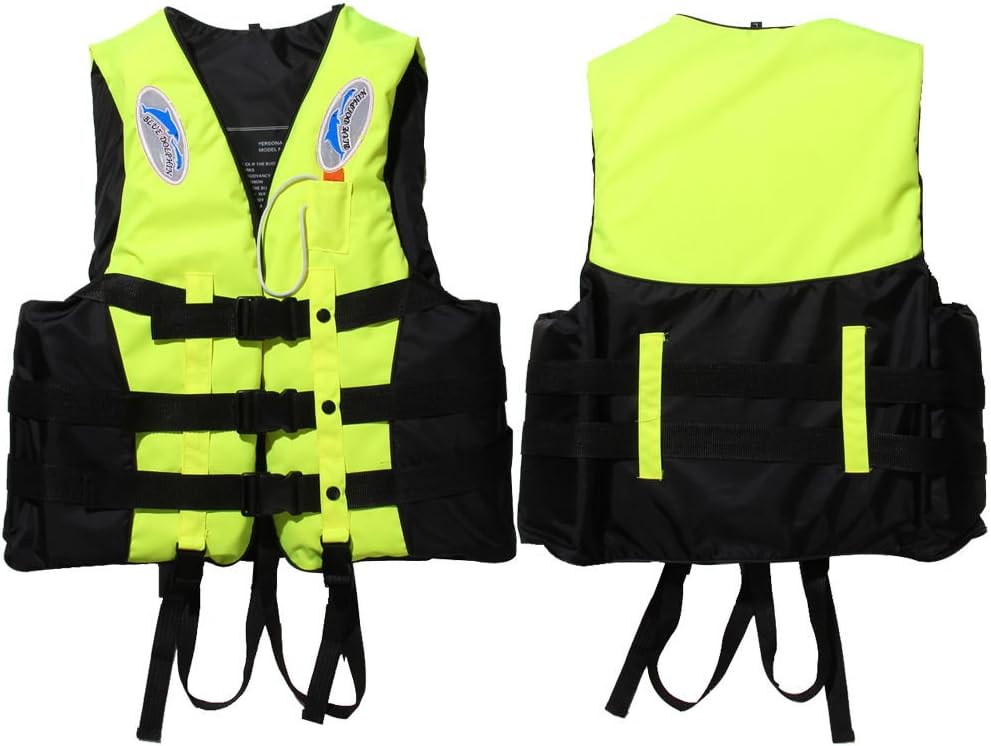 lemondress Children and Adult Life Jacket Buoyancy Aid Universal Swimming Boating Kayaking Life Vest+Whistle S-XXL 5 Sizes Suit for 25-110 KG