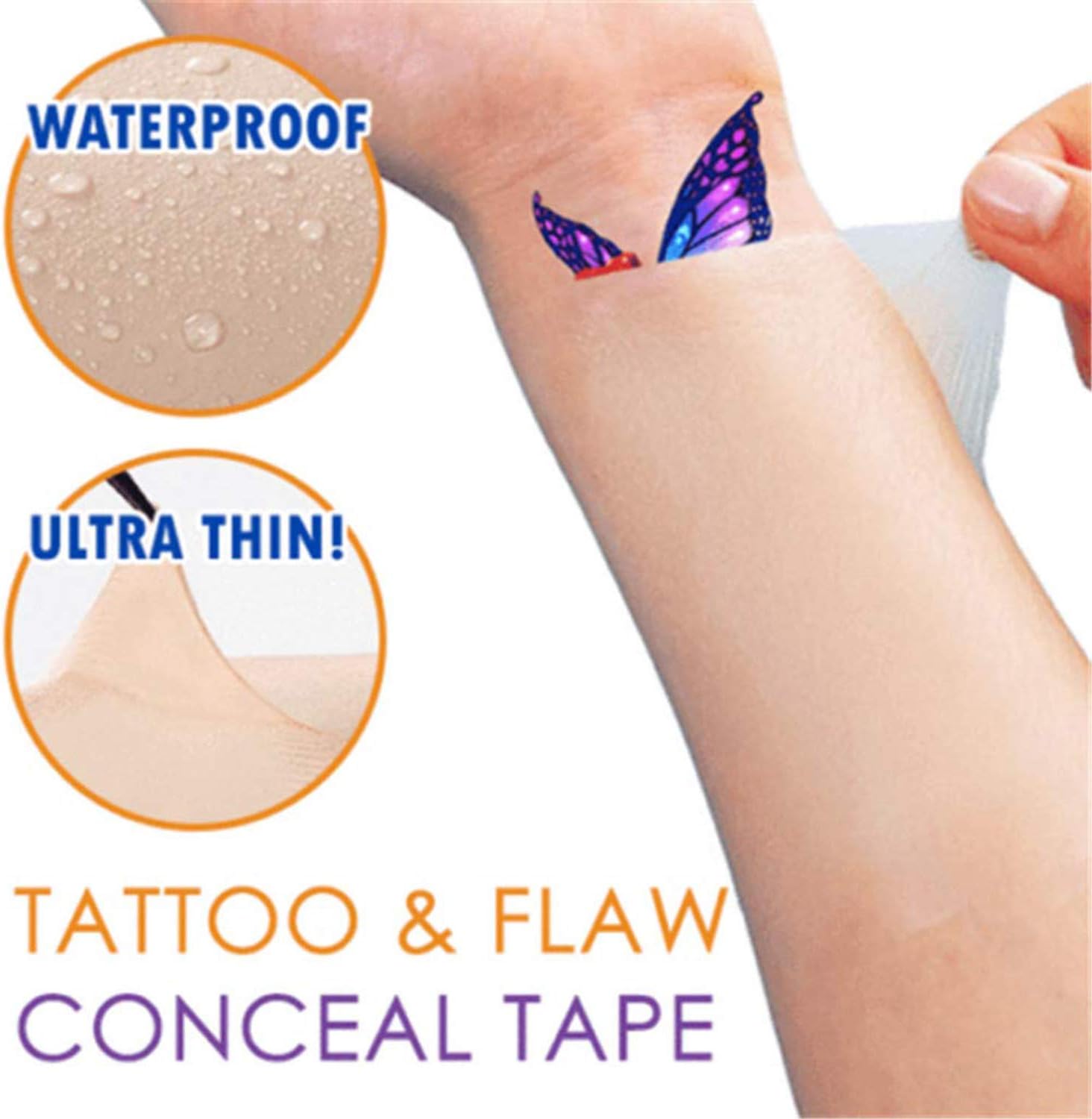5 Pcs Breathable Tattoo & Flaw Concealing Tape,Scars Flaw Cover UP Tape Stickers,Tattoo Covers and Skin Shields Cover Up Tape,Flesh-Colored Waterproof Free to Cut Smudge Any Part(Medium)