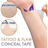 Breathable Tattoo & Flaw Concealing Tape(5 Pack),Scars Flaw Cover UP Tape Stickers,Tattoo Covers and Skin Shields Cover Up Tape,Flesh-Colored Waterproof Free to Cut Smudge Any Part(Medium)