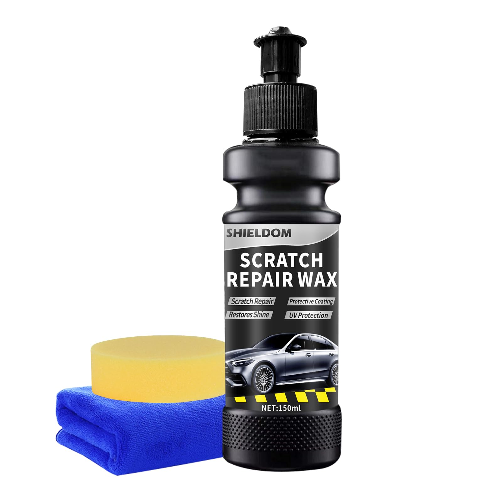 SHIELDOM Car Scratch Remover & Polishing Wax Light Scratches & Swirls Removal Compound Nano Sparkle Paste to Repair Paint Surface with Applicator Sponge and Microfiber Towel- 5oz/150ML