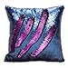 Wonder4 Sequin Pillow Case 16x16 inches Reversible Cushion Cover Change Color Cotton Linen Couch Mermaid Throw Pillow Cover with Insert for Decoration (Purple & Blue)