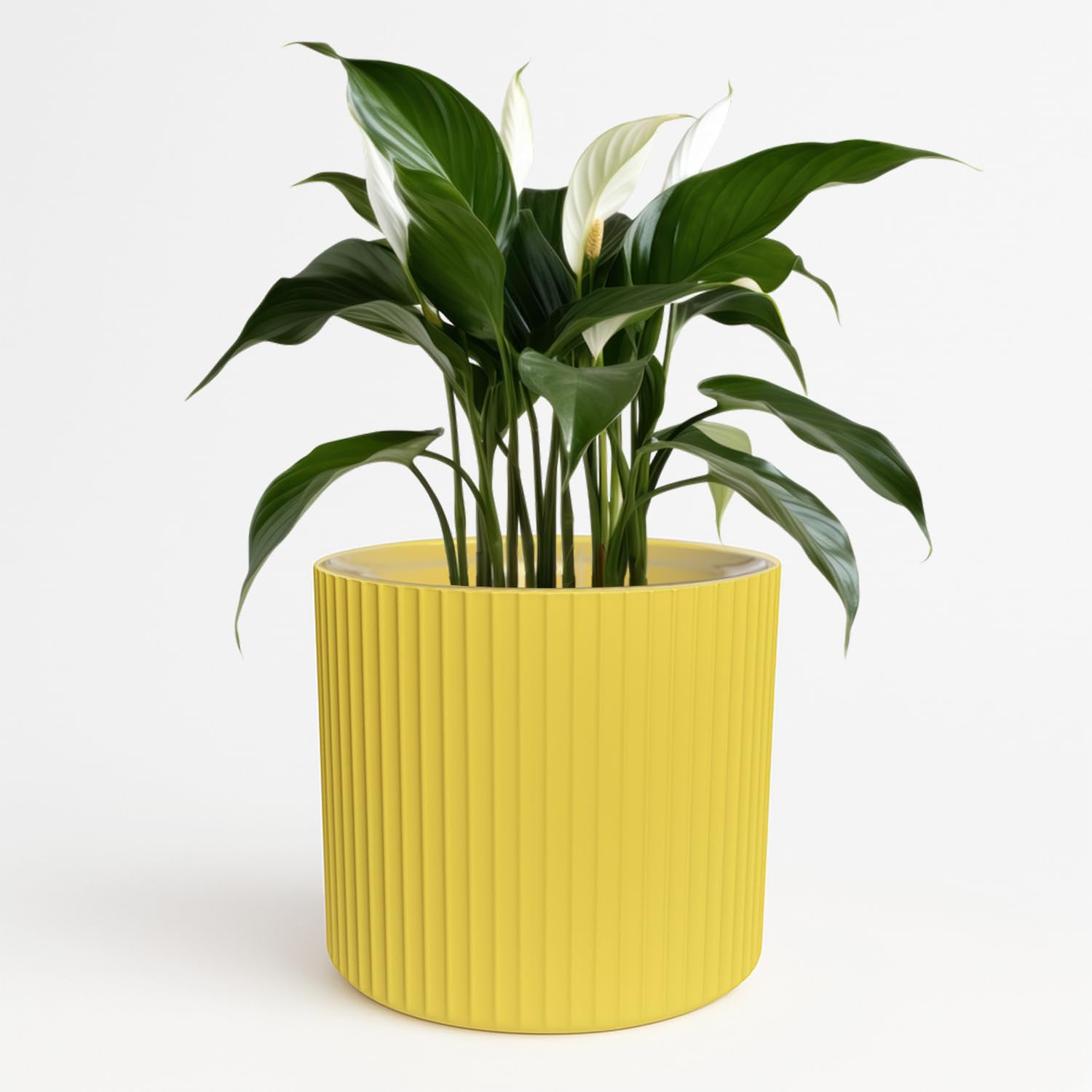 Sutars 15CM Yellow Self-Watering Plastic Flower Pot with Drainage – Decorative Planter for Indoor and Outdoor Plants and Flowers