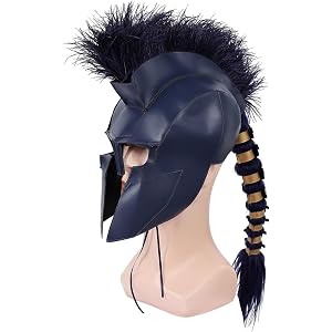JRCRIN Agamemnon Costume Helmet The Odyssey Cosplay Adults Halloween | Agamemnon Helmet with Ponytail The Odyssey Costume Acc