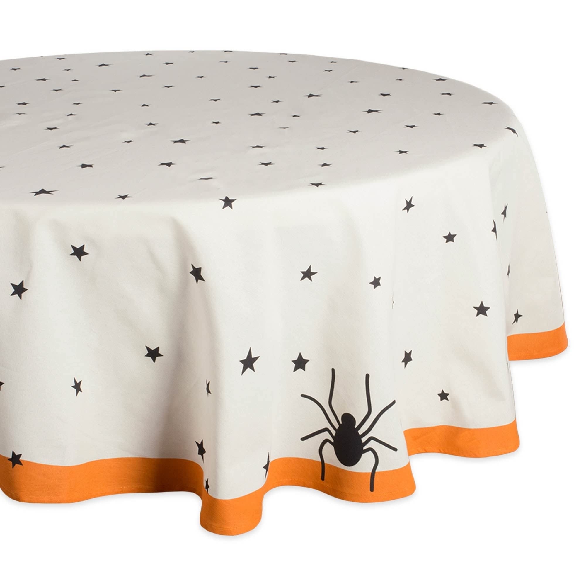 DII Black Stars Print Tablecloth, 70 Inches Round
