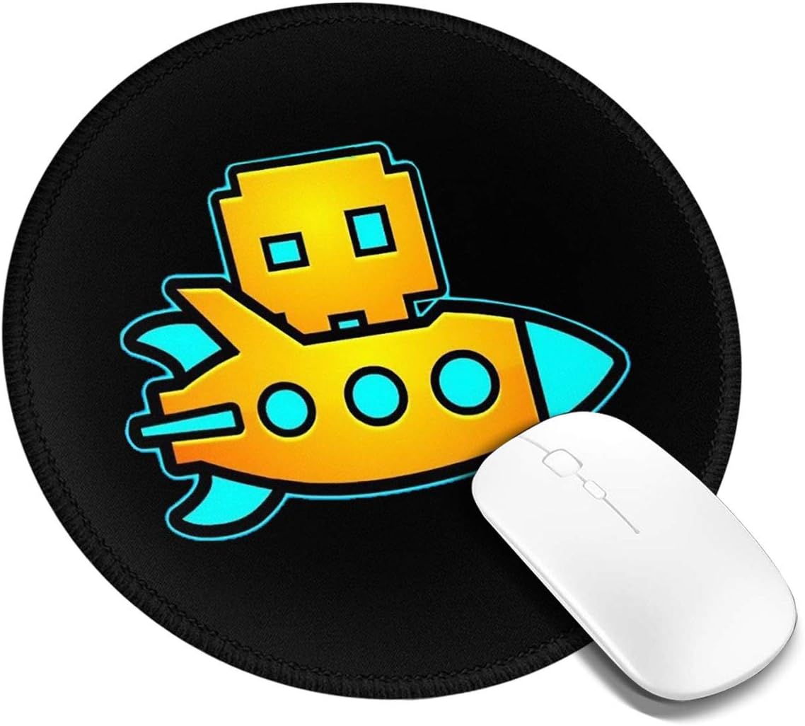 Zhangyanq Geo-met-ry Da-sh Rubber Round Mouse Pad 7.9x7.9 Inches Non Slip Perfect for Working and Gaming