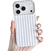 Yeddabox for iPhone 17 Pro Case Cute Striped Phone Case Soft TPU Slim Shockproof Phone Cover for Women Girls, Blue and White