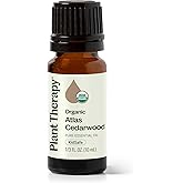 Plant Therapy Organic Atlas Cedarwood Essential Oil 100% Pure, USDA Certified Organic, Undiluted, Natural Aromatherapy for Diffusion, Skin, and Hair, Therapeutic Grade 10 mL (1/3 oz)