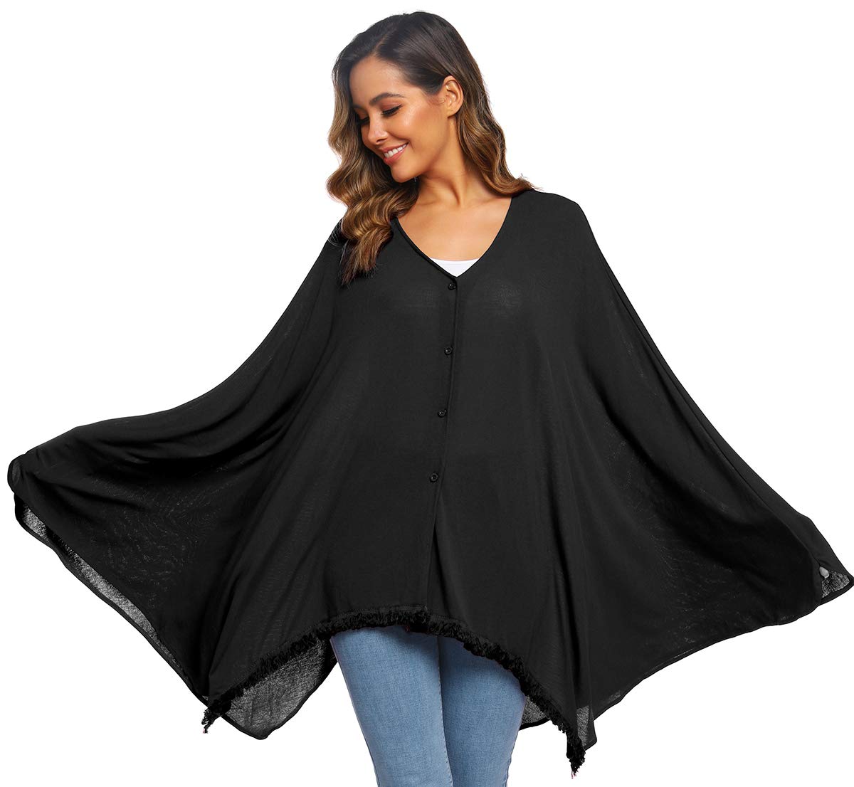 ZEGOLO Lightweight Plain Scarf with Tassels Womens Cape Cardigan Wrap Shawl and Wraps Tunic Tops ZEGOLO Lightweight Plain Scarf with Tassels Womens Cape Cardigan Wrap Shawl and Wraps Tunic Tops