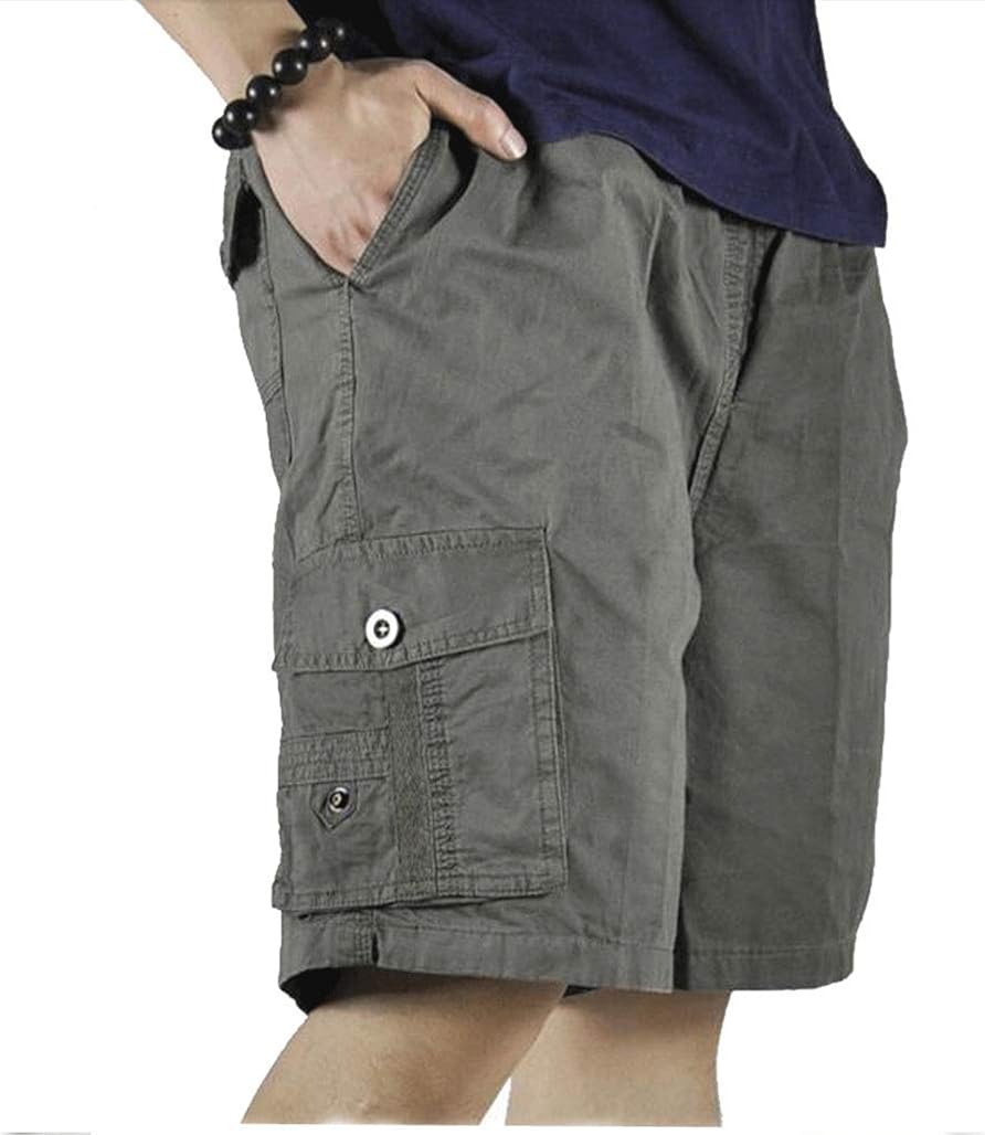 mens elastic waist cargo pants with drawstring
