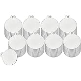 PATIKIL 120 Pcs 1/2 Inch Round Metal Stamping Blanks, Stainless Steel Silver Tone Blank Tags with Hole for Metal Stamping Tag, Jewelry Making, Engraving