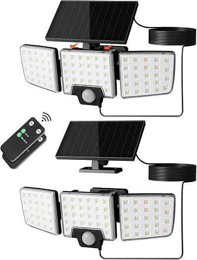 Lepro Solar Security Lights Outdoor Motion Sensor 1200LM 3 Heads IP65
