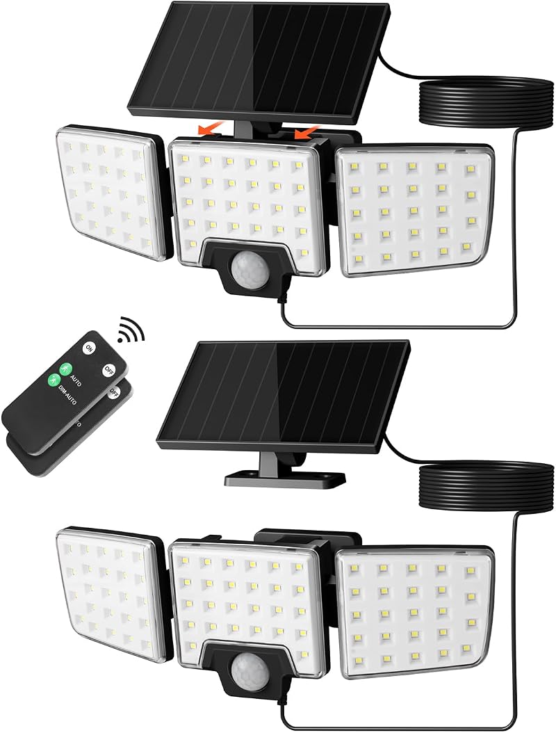 Lepro Solar Security Lights Outdoor Motion Sensor 1200LM 3 Heads IP65