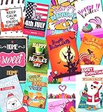 Garden Flags set 12”x18” – 12 Pack Assortment Of Double Sided Decorative Flags – Christmas, Thanksgiving, Easter, Seasons, St. Patrick’s, Independence Day, Halloween flag & 2 BONUS Flags