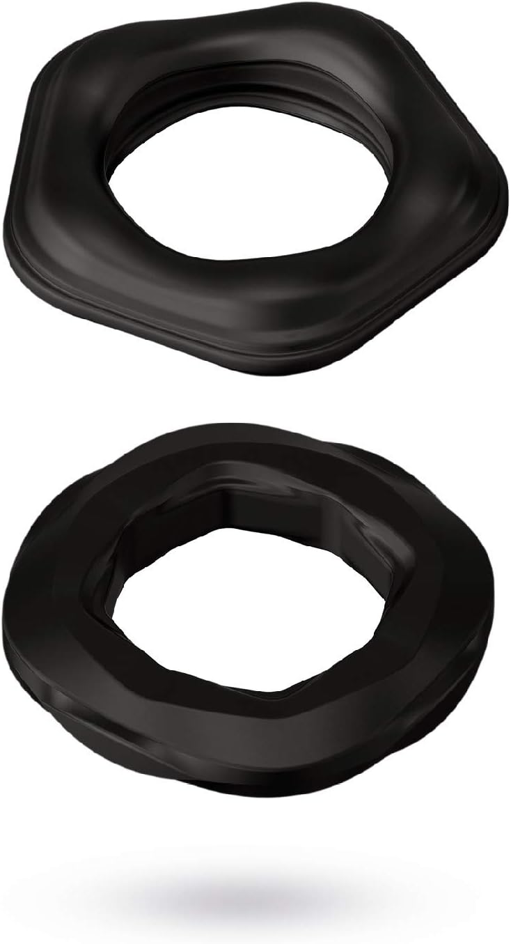 So Divine Men Classic Joy Rings 2 Pack, Soft Stretchy Silicone Stamina Rings, Black