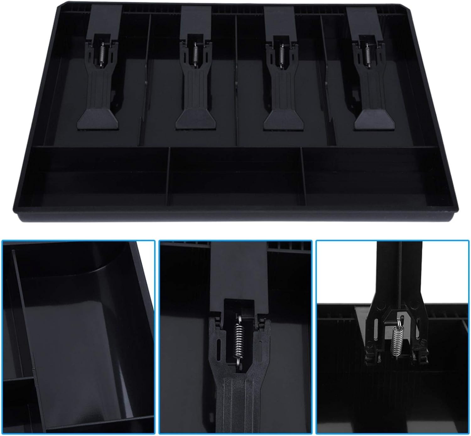 Viccilley Cash Register Insert Tray - Cash Drawer Register Insert Tray Replacement 4 Bills 3 Coins Money Storage Box(Black): Home & Kitchen