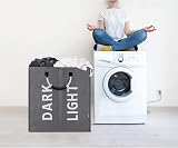 DOKEHOM 80L Large Collapsible Laundry Basket Two Sections Dark Grey view 7