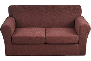 HAOYONG Stretch Loveseat Couch Covers 3 Pieces Jacquard Loveseat Cover with 2 Cushion Covers Washable Living Furniture Slipcovers Soft Loveseat Slipcover for Living Room (for Loveseat)