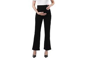 ALINA MAE MATERNITY Maternity Trouser Style Pants Comfortable Stretch Over-Bump Women Pregnancy Casual Capris for Work