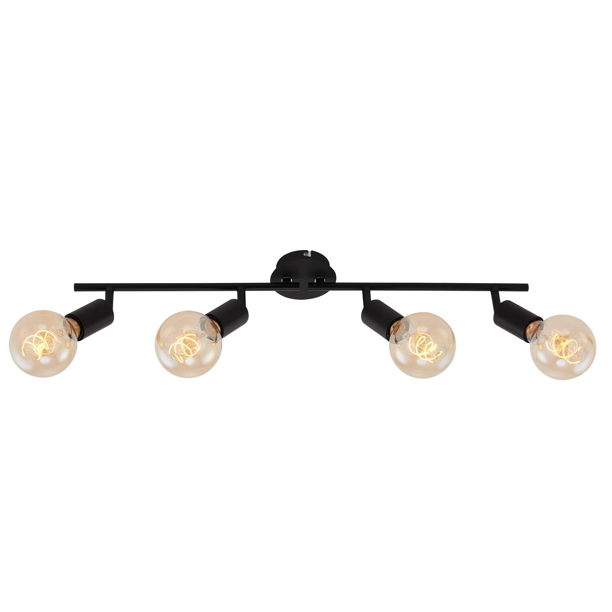 Briloner Leuchten 2868-045 Spotlight, 4-Headed Ceiling Light, Retro/Vintage, Swiveling and Rotating Spotlights, 4X E27, Max. 60W, Metal, Black