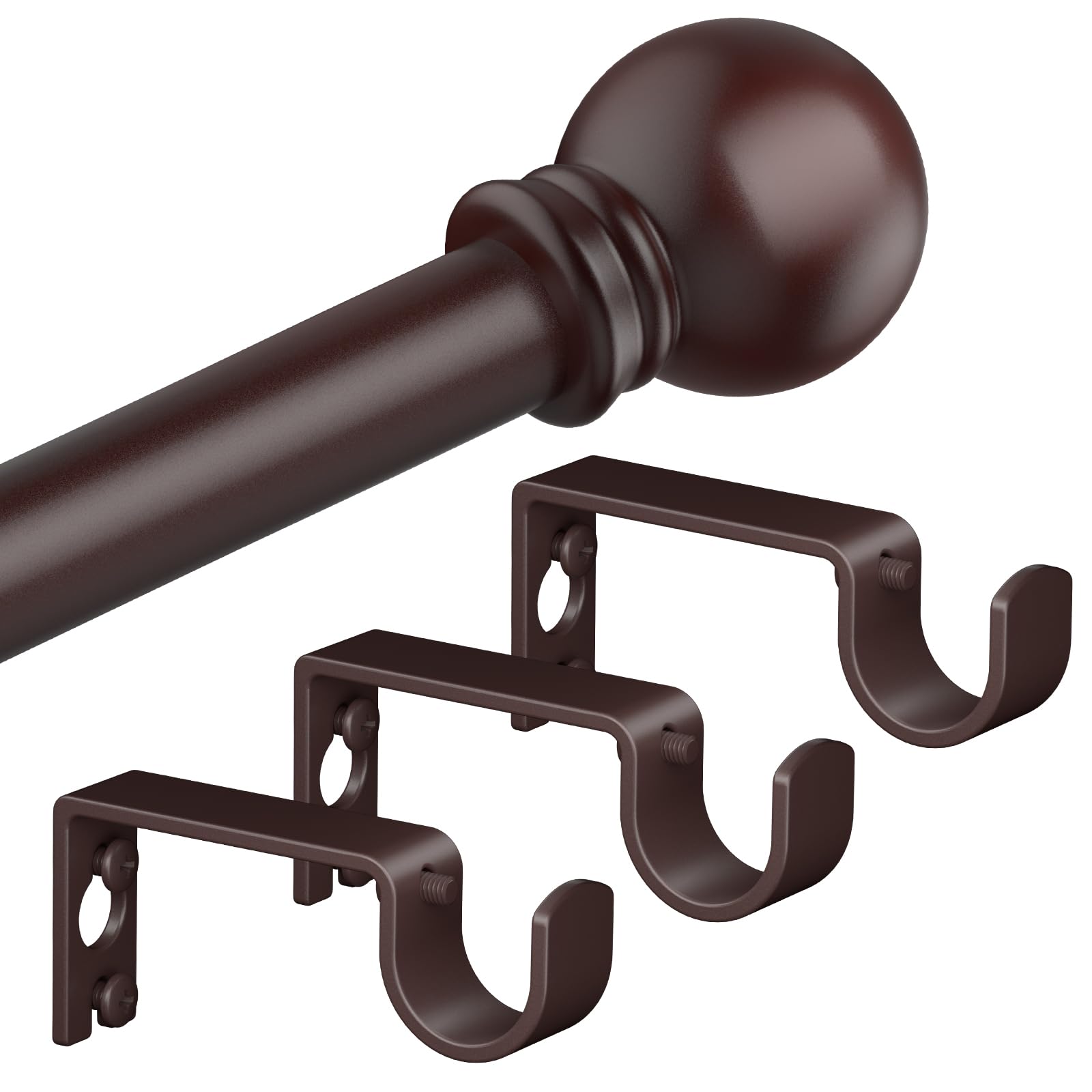 Photo 1 of Authandis Bronze Curtain Rods for Bedroom with Brackets,5/8 Inch Diameter Small Window Curtain Rod 30 to 120 Inches,Easy Install Drapery Rods