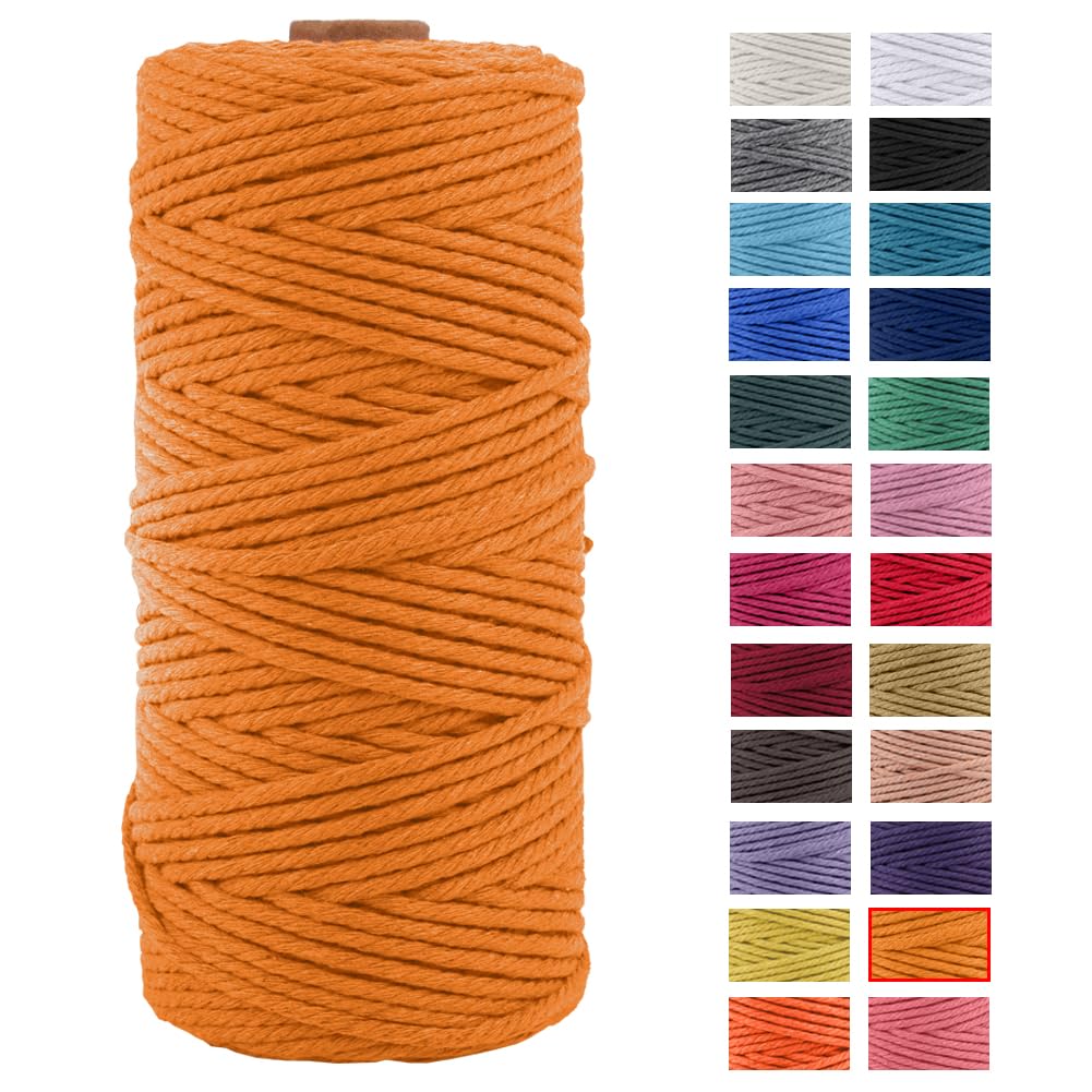 JeogYong Macrame Cord 3mm x 100m Thick Natural Cotton Cord Yarn Macrame Rope for Wall Hangings, Plant Hangers, DIY Crafts