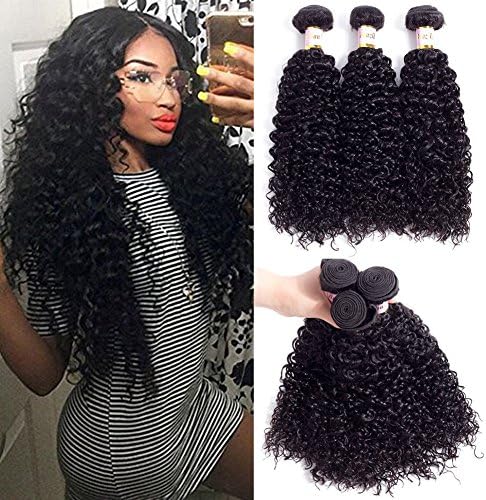 8A Brazilian Curly Virgin Hair Weave 3 Bundles 100% Unprocessed Deep Culry Human Hair Extension Natural Color 95-100g/pc(14'' 16'' 18'' )