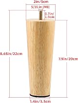 Eidoct Solid Wood Furniture Legs 8 inch M8 Bolts Rubber Pads view 2