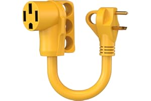 QNINE 30 Amp to 50 Amp RV Adapter Cord, NEMA TT-30P Male to NEMA 14-50R Female, RV Electrical Adapter with Disconnect Handle, 12 Inch, ETL Listed
