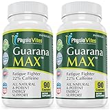 Guarana Max Energy Supplement Fatigue Fighter 22% Caffeine Guarana Seed Extract 900mg 180 Capsules 2 Bottles