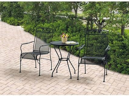 hierro forjado de 3 piezas sillas mesa muebles de jardin bistro set negro asientos 2