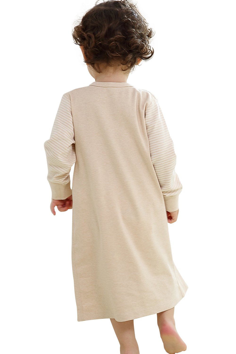 Jane Chen\'s Baby Snap Striped Long Sleeve Onesie Organic Color Cotton Bodysuit (Height 80, Apricot Puppy)