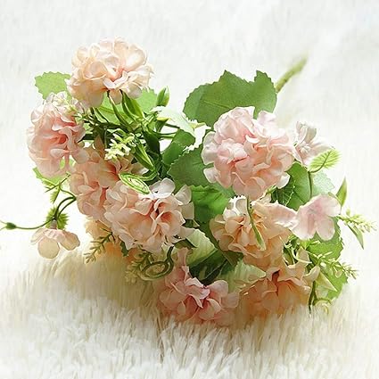 9 Têtes Hortensia Fleurs Artificielles Boule Bouquet Faux