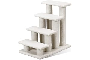 Tangkula Pet Stairs for Cats and Dogs, 4-Step Carpeted Ladder Ramp Cat Climber Cat Scratching Post, Multi-Step Dog Stairs for