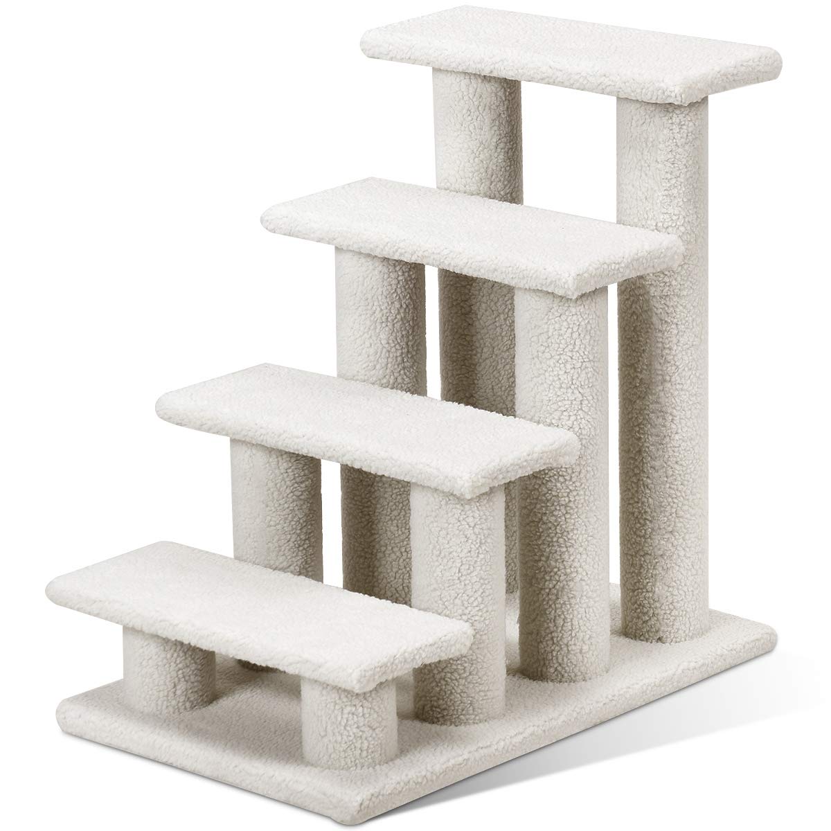 Tangkula Pet Stairs for Cats and Dogs, 4Step Carpeted Ladder Ramp Cat