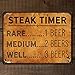 Steak Timer - Rare 1 Beer, Medium 2 beers, Well Done 3 Beers, 8.5 x 11.5 Inch Aluminum Sign, Funny Beer Signs, Man Cave, Brewery, Bar, Decor & Gifts for Beer Lovers & People who BBQ AL-0912-RK3018
