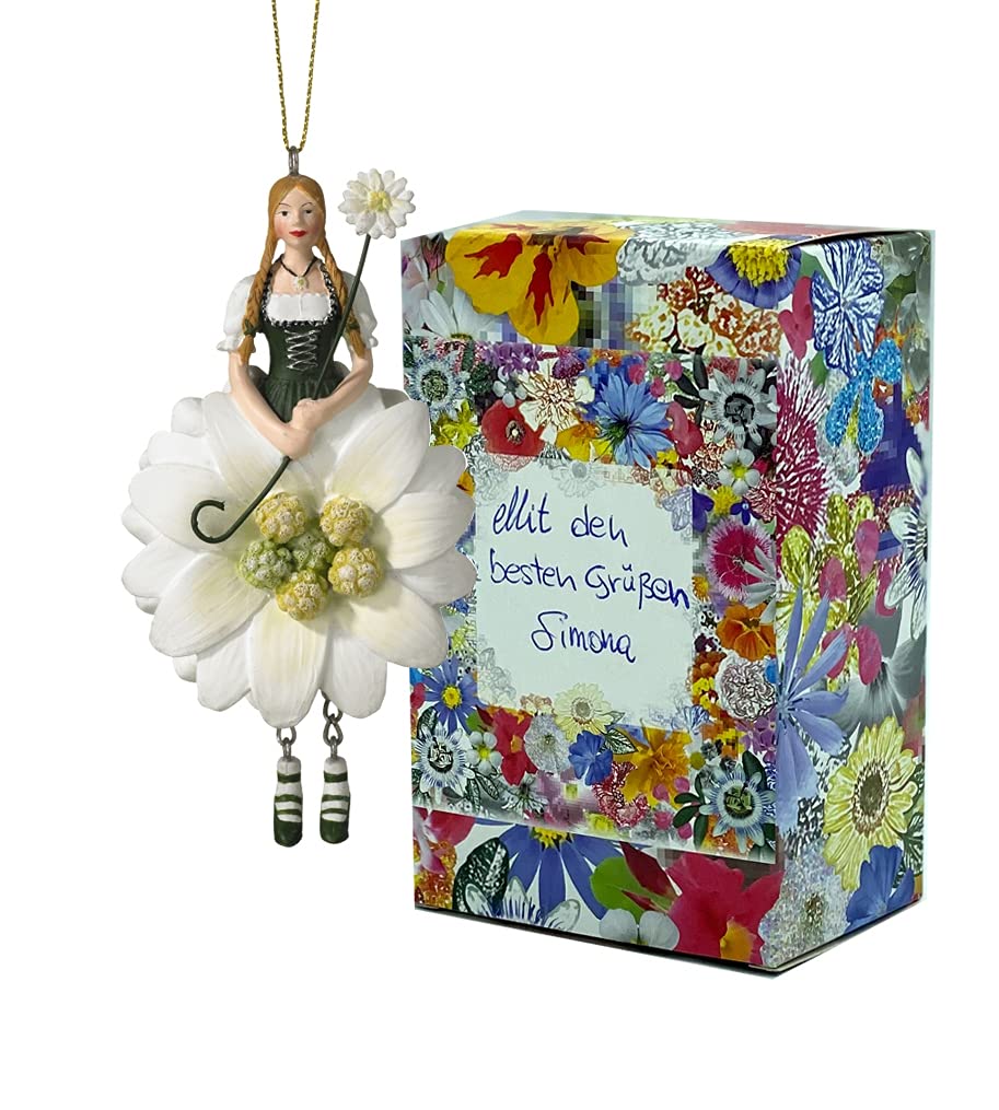 Flower Girl Edelweiss Girl Hanging Elf Decorative Flower Fairy Figure Flower Figure Sculpture Flower Child in Gift Box