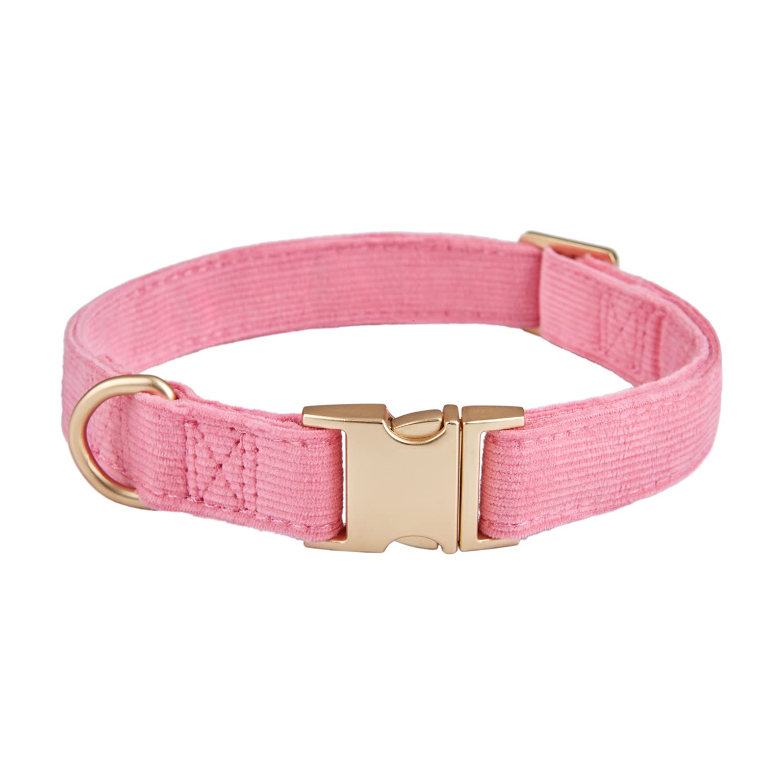 YUDOTE Ultra-soft Dog Collar Natural Cotton Corduroy Made for Small Dogs with Sensitive Skin,Rosy Pink