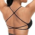YEOREO Pearl Women's Sports Bra Strappy Criss Cross Back Bra Backless Removable Padded Yoga Crop Top