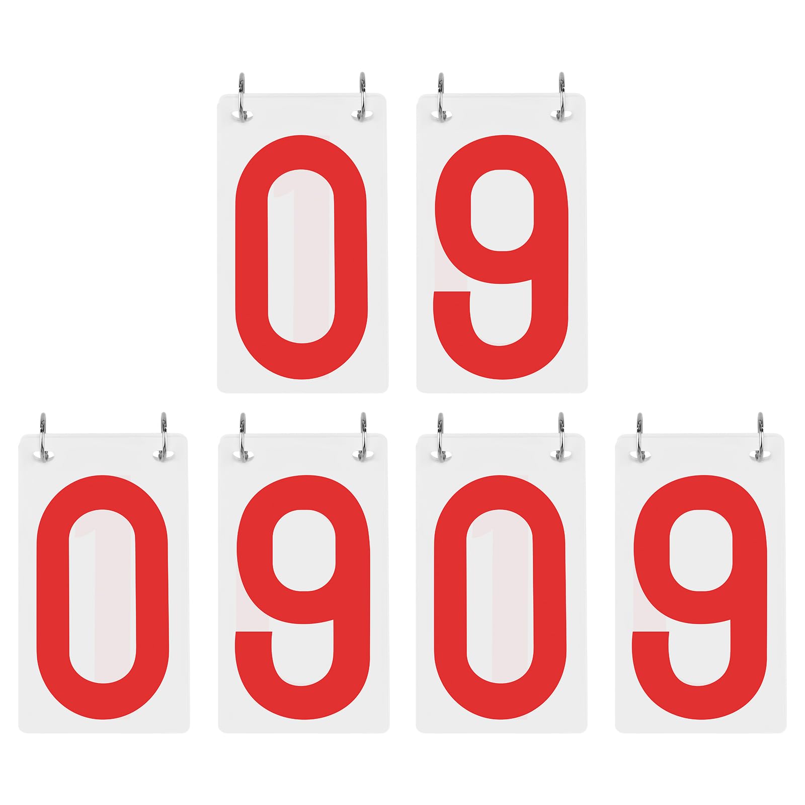GOGO 6 Sets Red Score Reporter, 3-1/8 x 5-1/2 Inches Number Flip Chart for Scoreboard 0-9