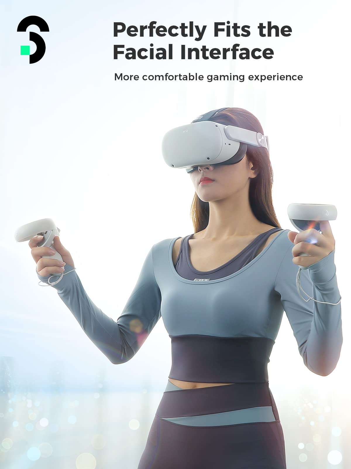 Face Pad Compatible with Oculus Quest 2,SOOMFON Face Interface Compatible with Oculus/Meta Quest 2,Face Cushion with 2 Replacement Pads Soft Face Pads Anti-light Nose Pads (L/S) Nose Guard Accessories