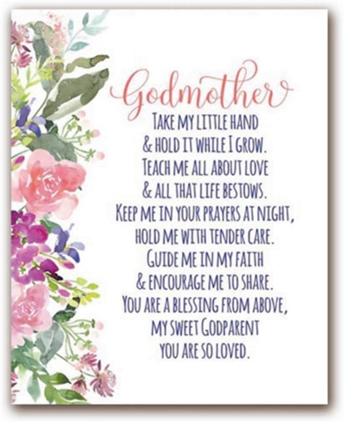 A D Stampa Di Poesia Regalo Per Madrina Versi Bibbia Fiori Acquerello Da Parete Poster Regalo Per Battesimo 50 X 70 Cm Senza Cornice Amazon It Casa E Cucina