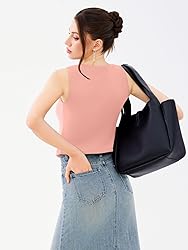 REORIA U-Neck Adjustable Tie-Front Crop Tank Top