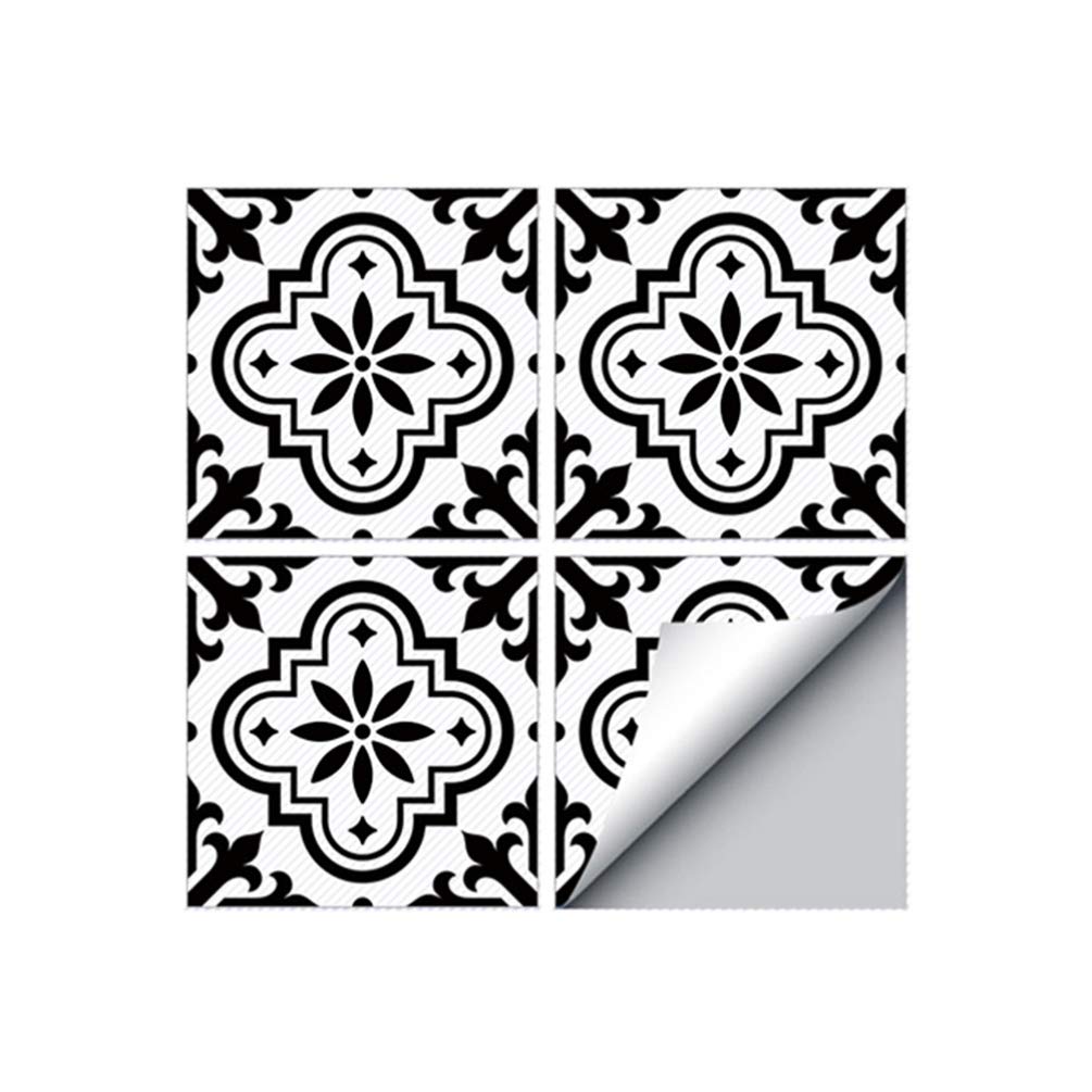 VOSAREA 4pcs Non Slip Floor Stickers Waterproof PVC Tile Decals SelfAdhesive Peel and Stick Wall Sticker for Home Bathroom Kitchen Decoration (Flower)