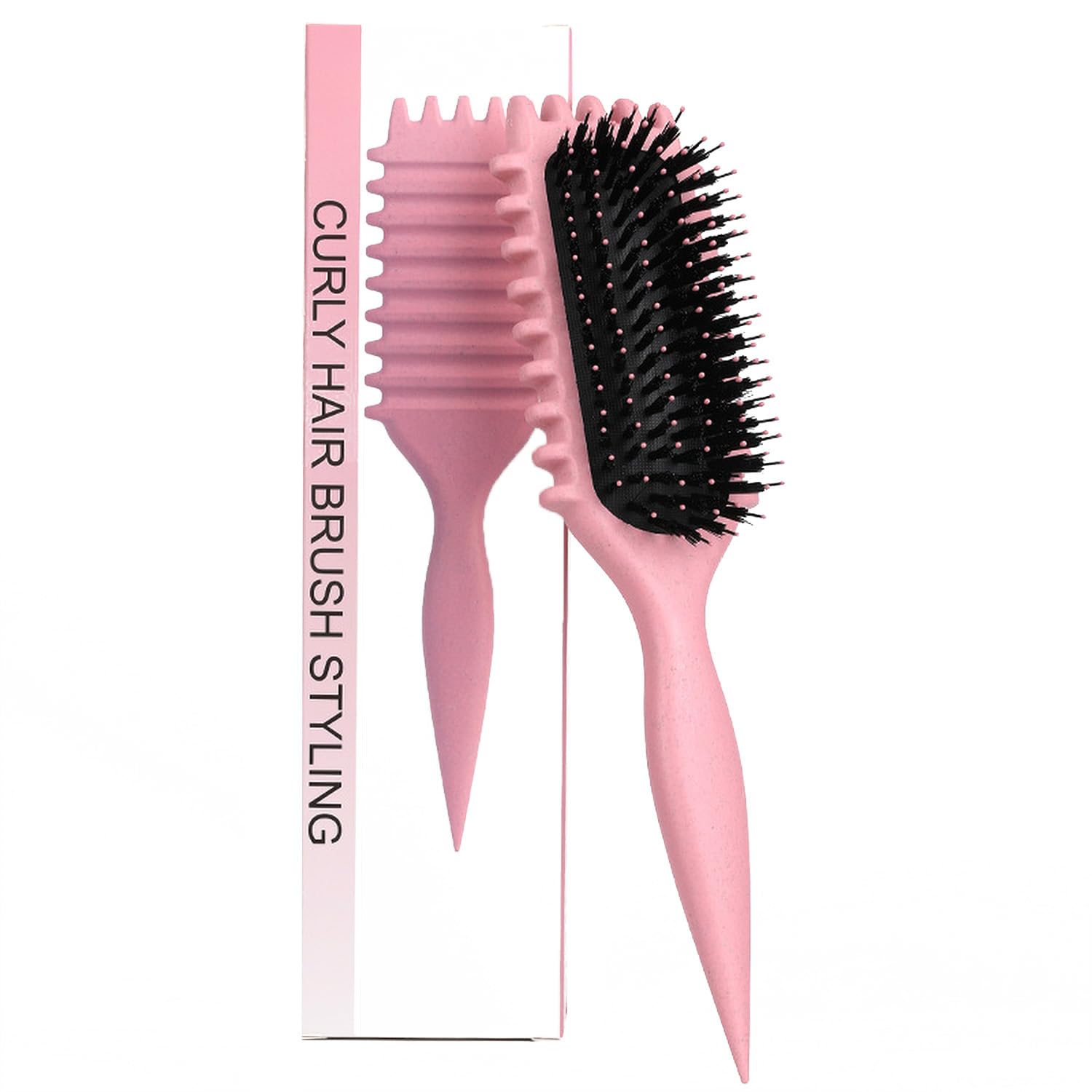 Curl Brush, Curly Bounce Brush, Curly Hair Brush, Curl Define Styling Brush, Curly Hair Brush Boar Bristles (B)