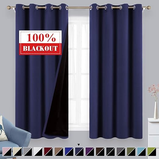 Amazon Com Bysure Blackout Curtains Blue Panels For Bedroom 95